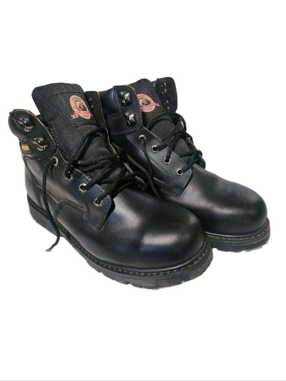BRAHMA Gus Men's 11 Wide Steel Toe Work Boots BLACK LEATHER EUC Lace Up